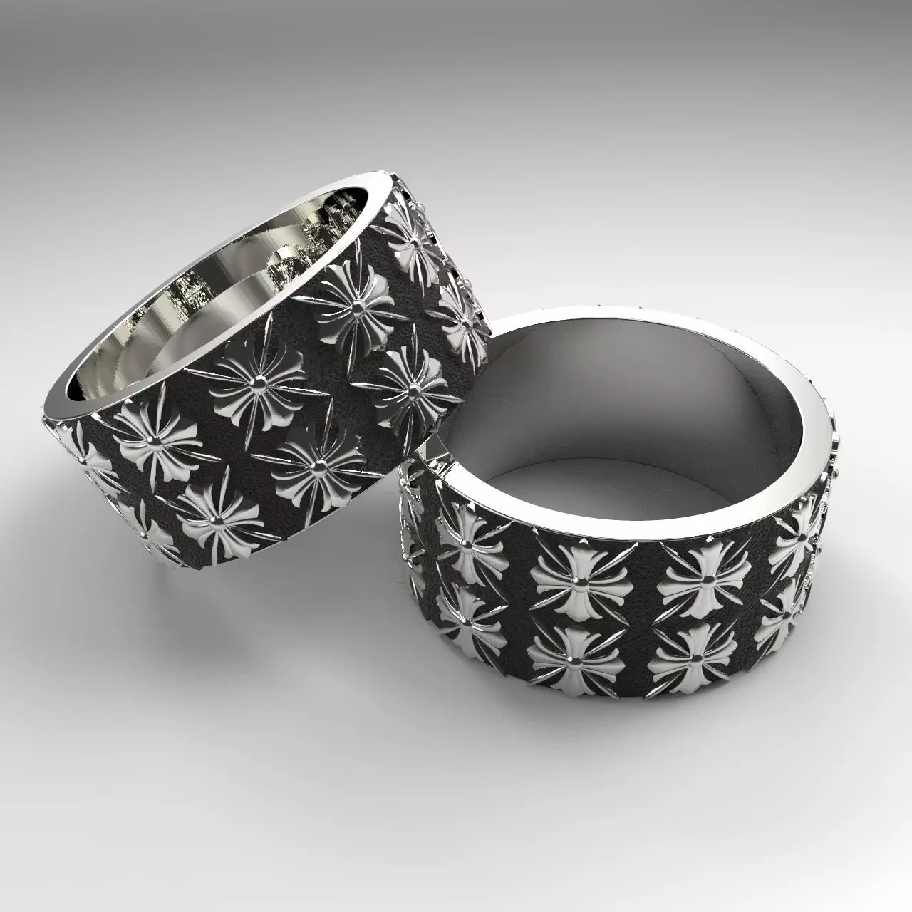ChromeHeart Silver Spinner Ring 3D print model_0