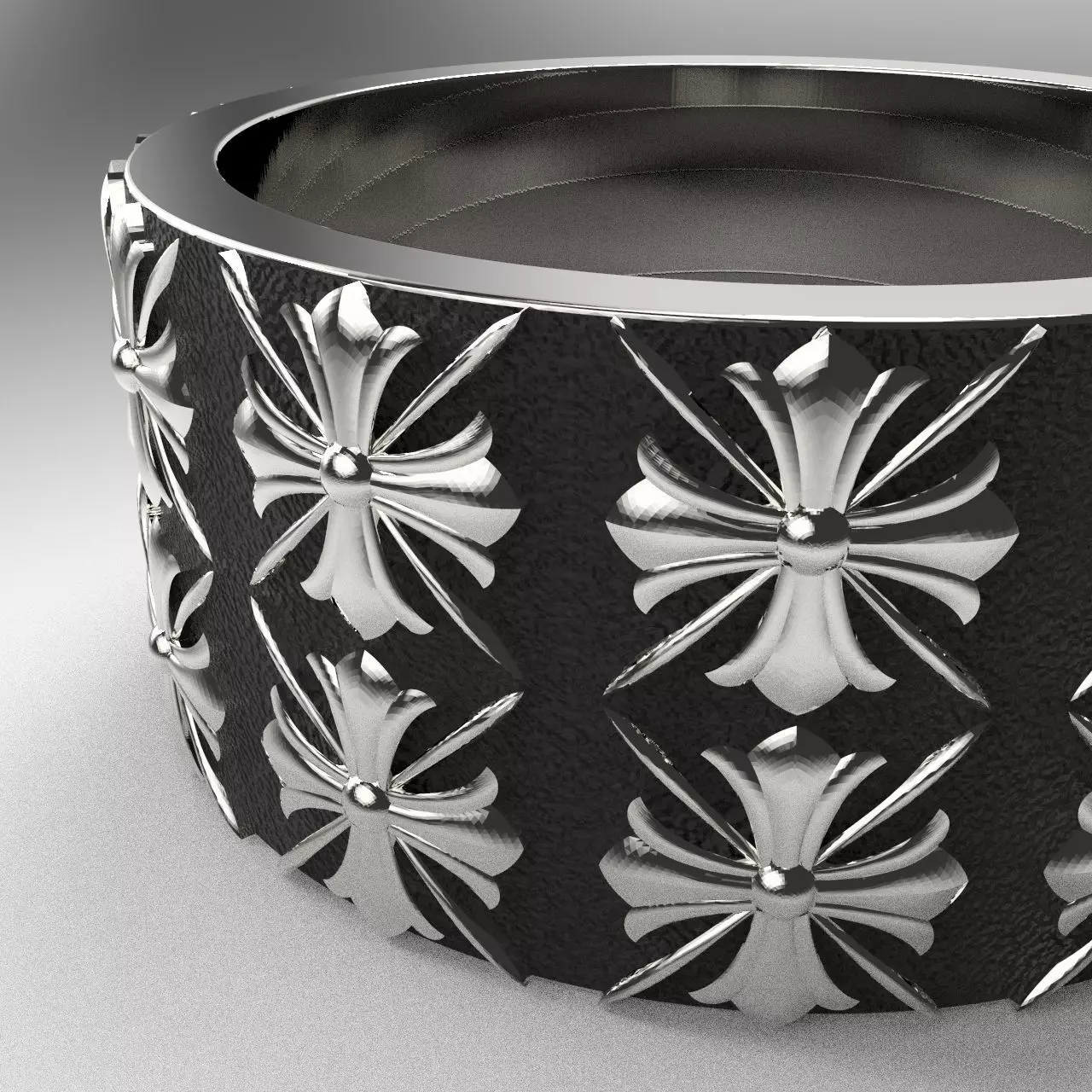 ChromeHeart Silver Spinner Ring 3D print model_2