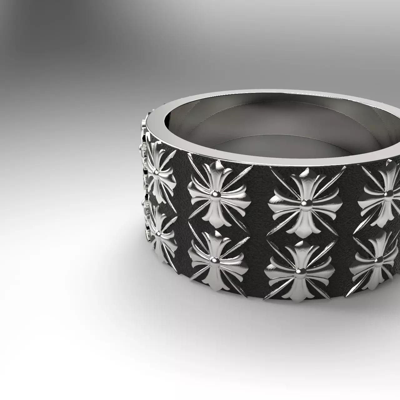 ChromeHeart Silver Spinner Ring 3D print model_1