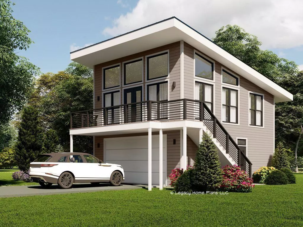 Modern Double-Story House with Garage Workshop SketchUp AutoCAD Free 3D model