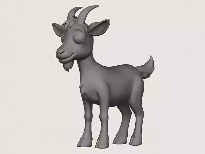 Cartoon Goat Print Ready 3D Model