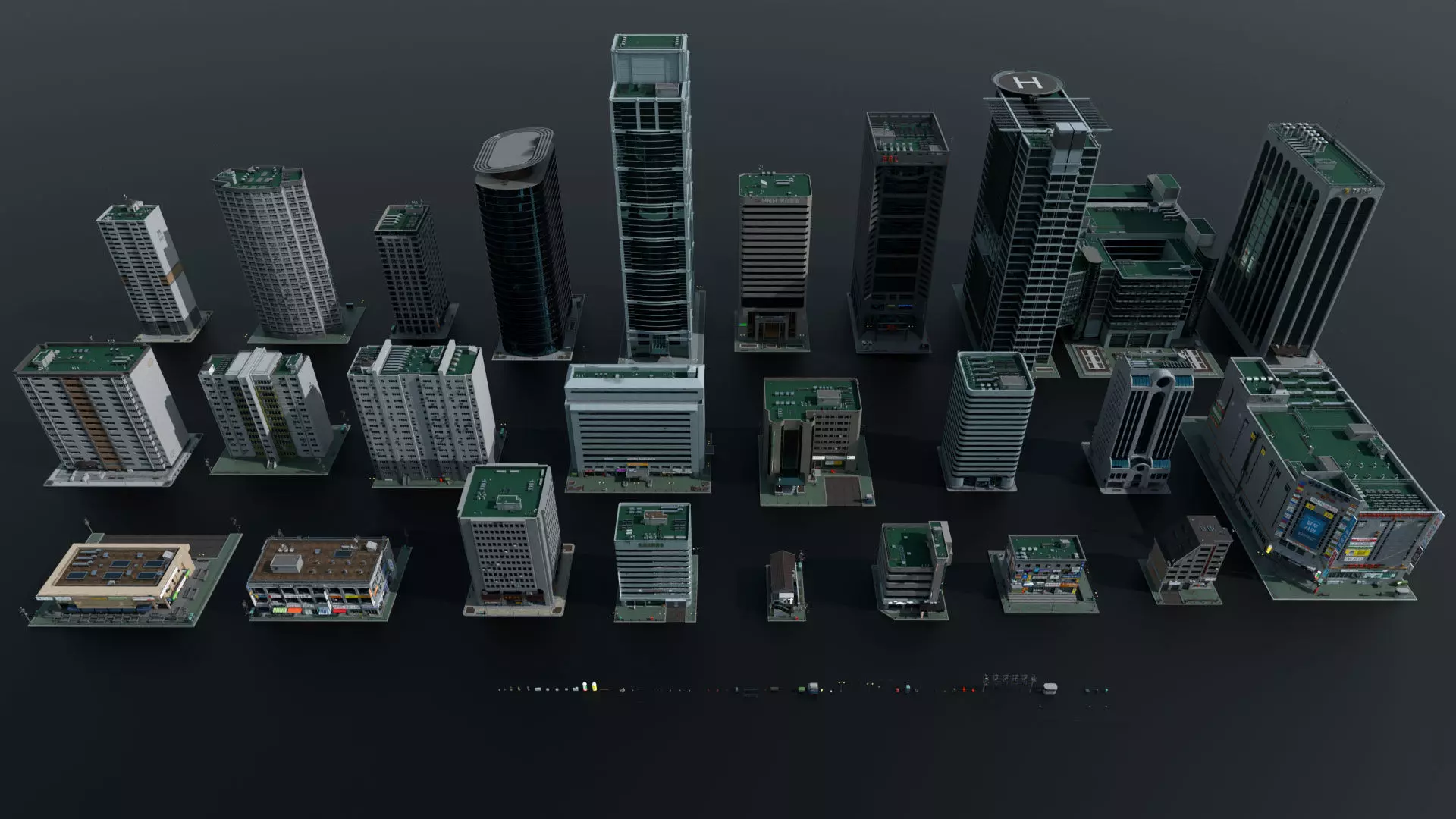 Seoul 3D pack Korean buildings props environment streets Low-poly 3D model_3