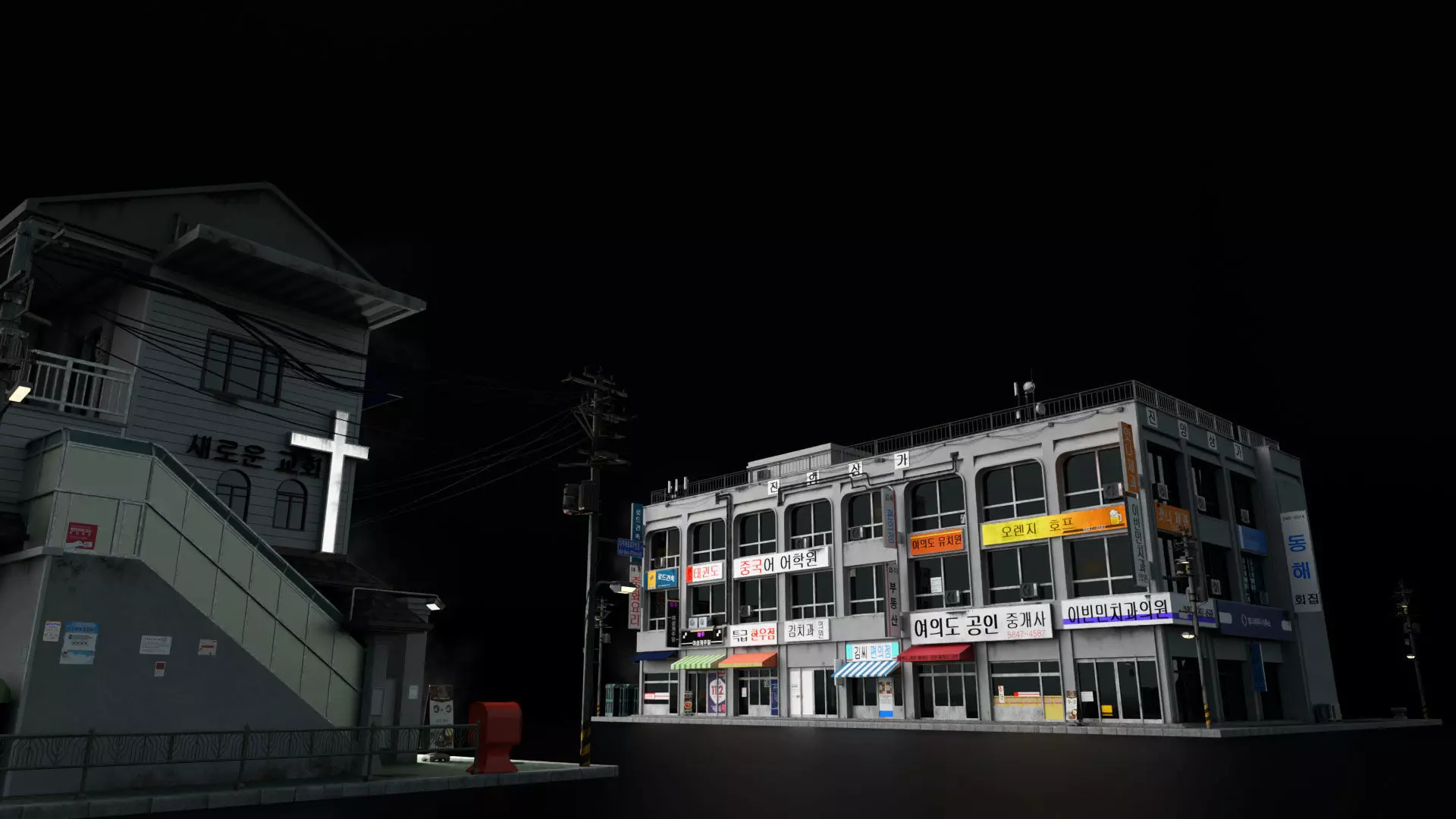 Seoul 3D pack Korean buildings props environment streets Low-poly 3D model_14