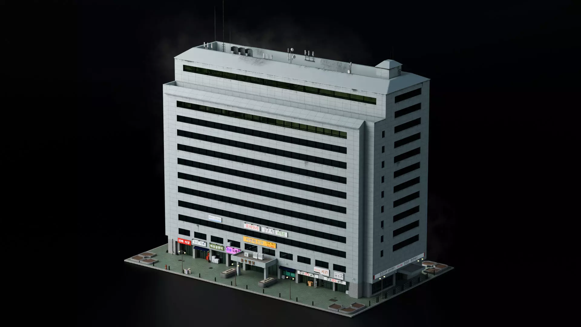 Seoul 3D pack Korean buildings props environment streets Low-poly 3D model_6