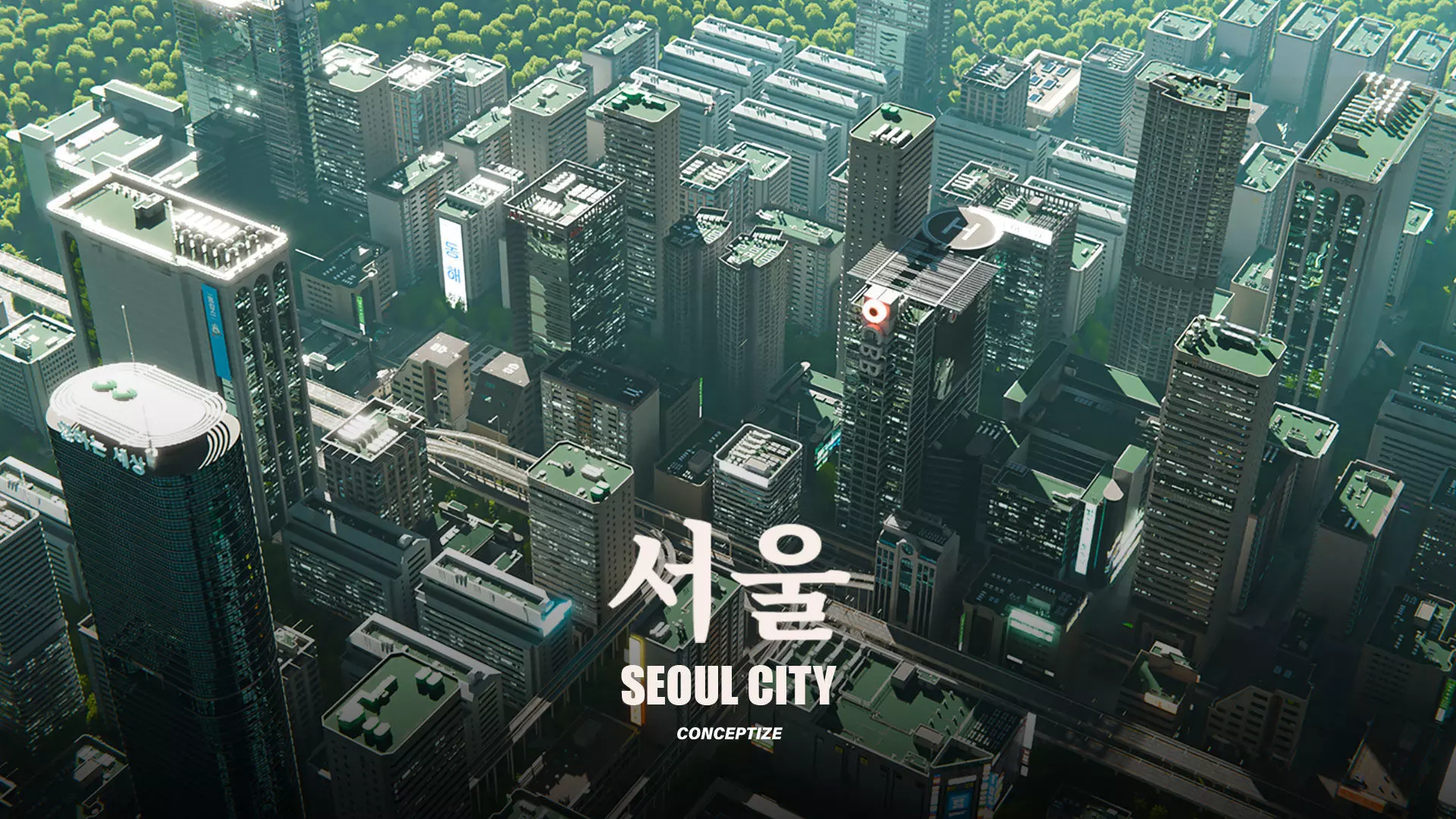 Seoul 3D pack Korean buildings props environment streets Low-poly 3D model_0