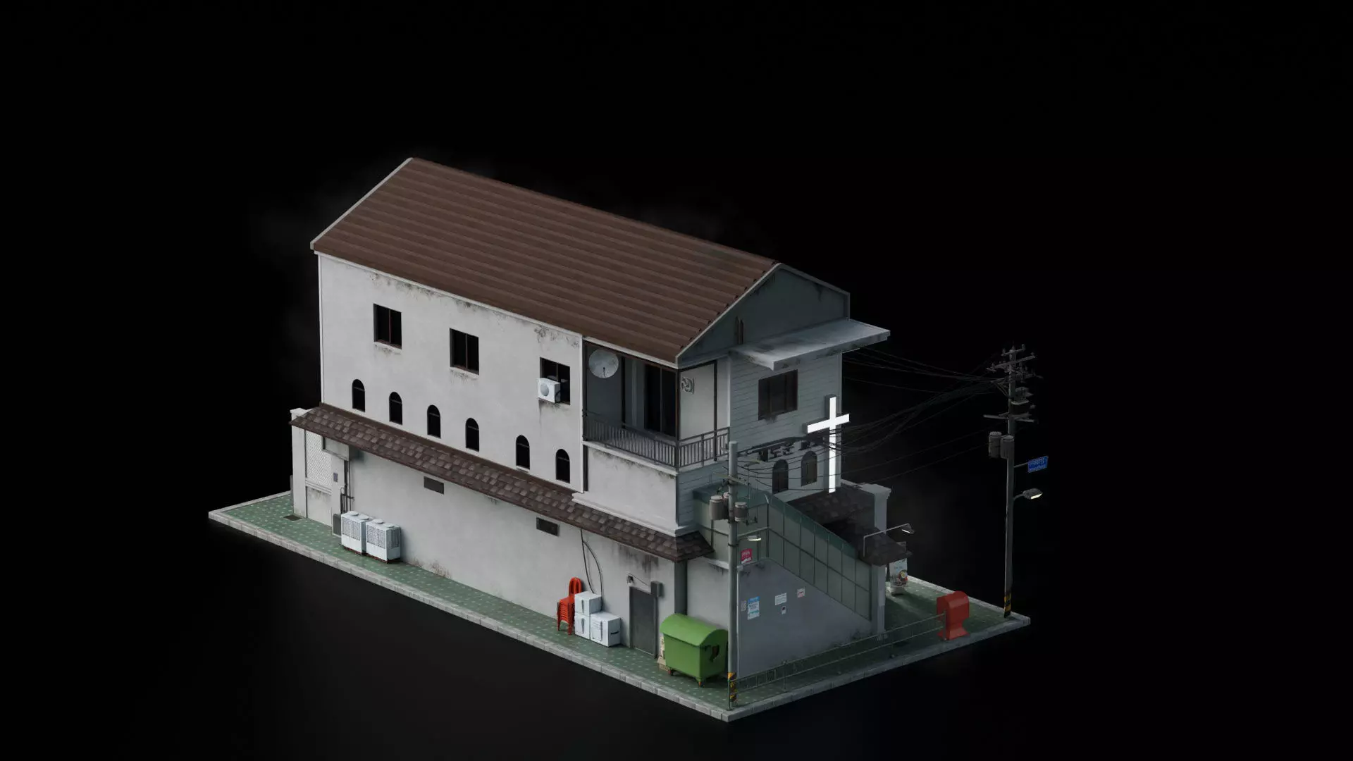 Seoul 3D pack Korean buildings props environment streets Low-poly 3D model_15