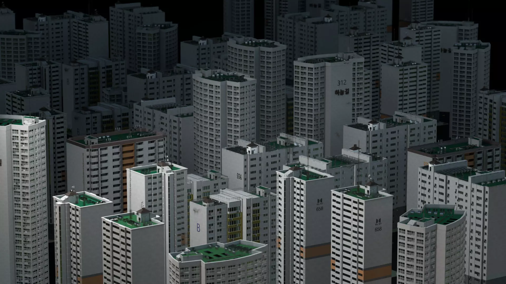 Seoul 3D pack Korean buildings props environment streets Low-poly 3D model_10