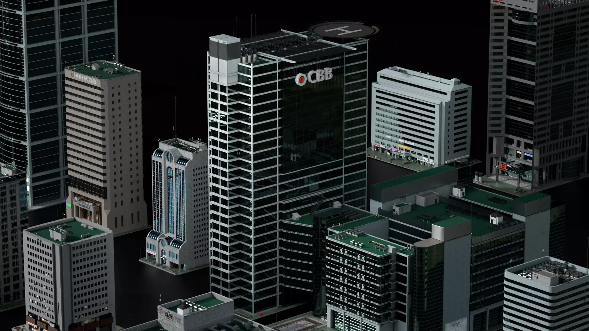 Seoul 3D pack Korean buildings props environment streets Low-poly 3D model_5