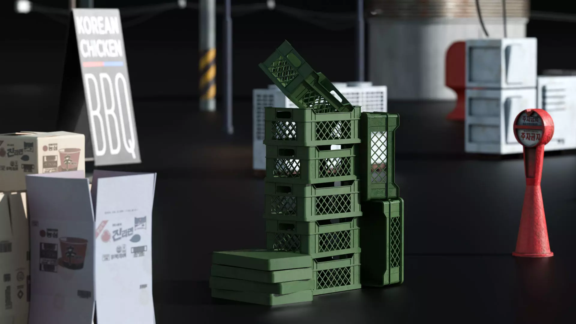 Seoul 3D pack Korean buildings props environment streets Low-poly 3D model_9