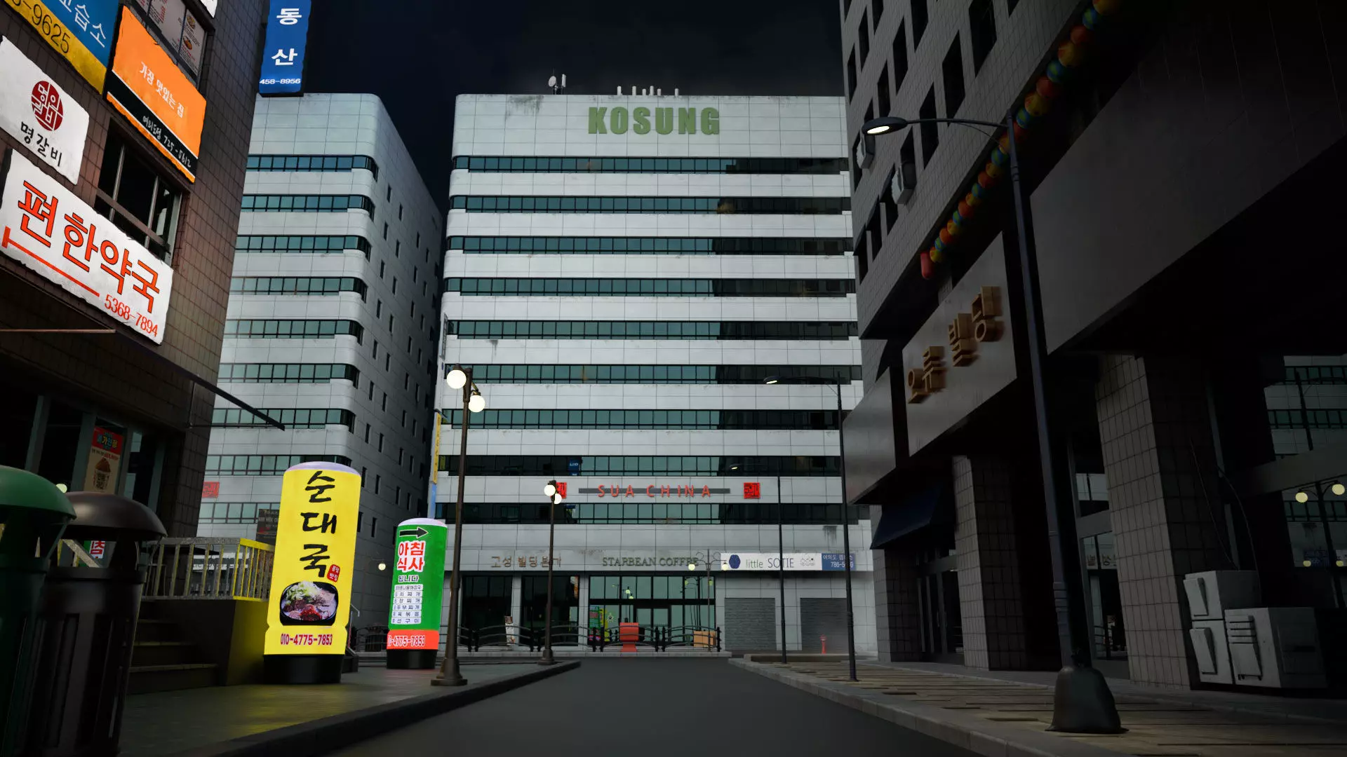 Seoul 3D pack Korean buildings props environment streets Low-poly 3D model_21