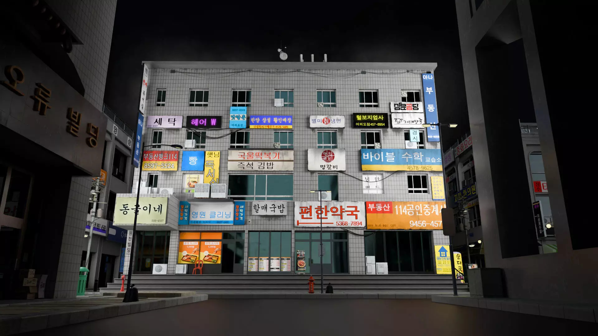Seoul 3D pack Korean buildings props environment streets Low-poly 3D model_11