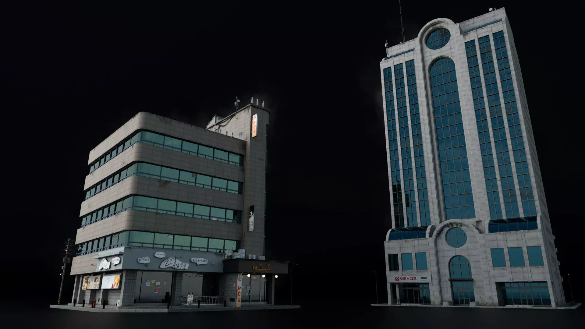 Seoul 3D pack Korean buildings props environment streets Low-poly 3D model_19