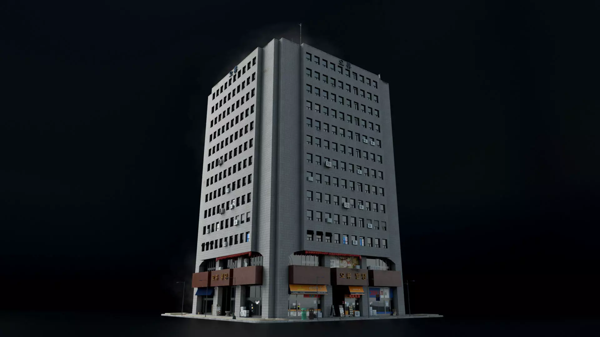 Seoul 3D pack Korean buildings props environment streets Low-poly 3D model_13