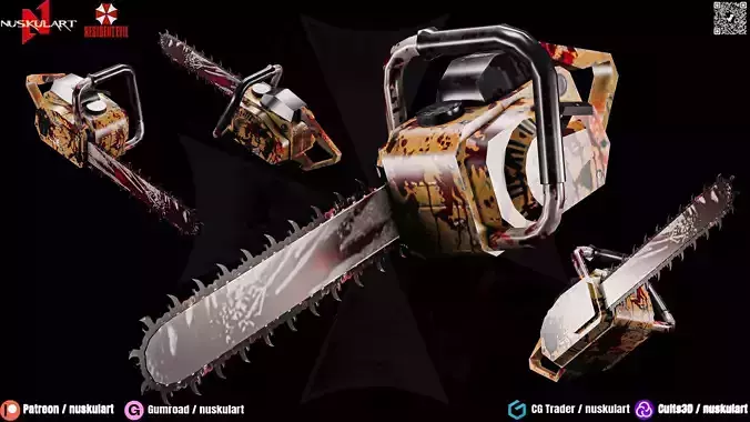 Resident Evil Chainsaw - 3D ASSET - Game Ready - 3D Art Low-poly 3D model