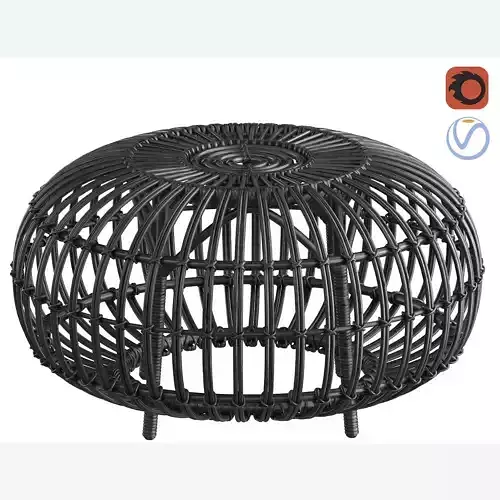 Pouf Black rotin OTTOMAN de Sika Design