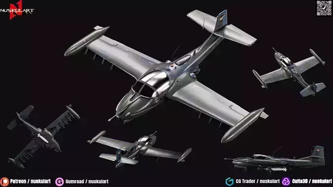 B12 War Plane - 3D ASSET - Game Ready - 3D Art Low-poly 3D model