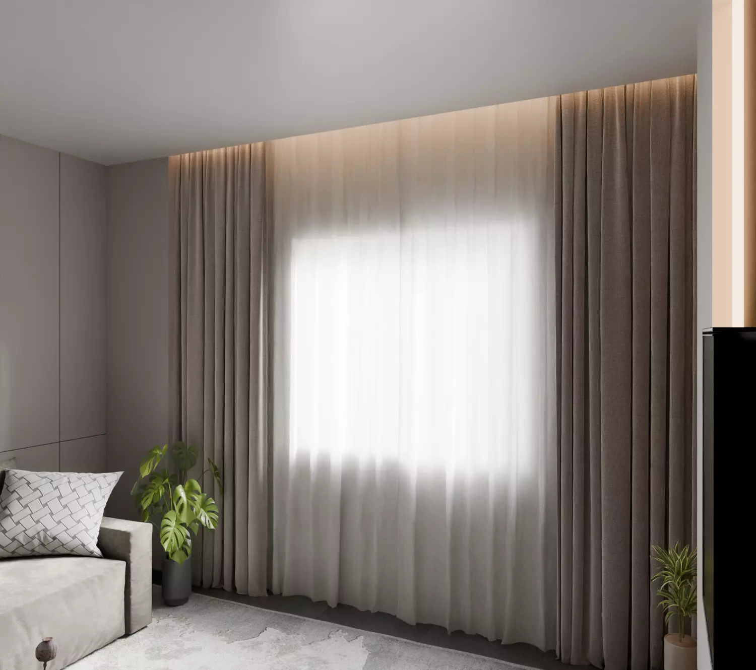 Curtain 3D Model Modern Fabric Drapes for Interior Design Low-poly 3D model