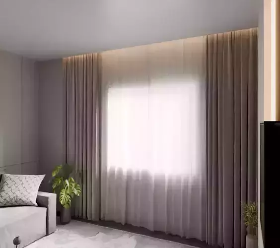Curtain 3D Model  Modern Fabric Drapes for Interior Design Free low-poly 3D model