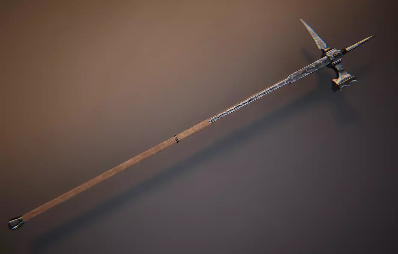 Medieval Polehammer Low-poly 3D model_2