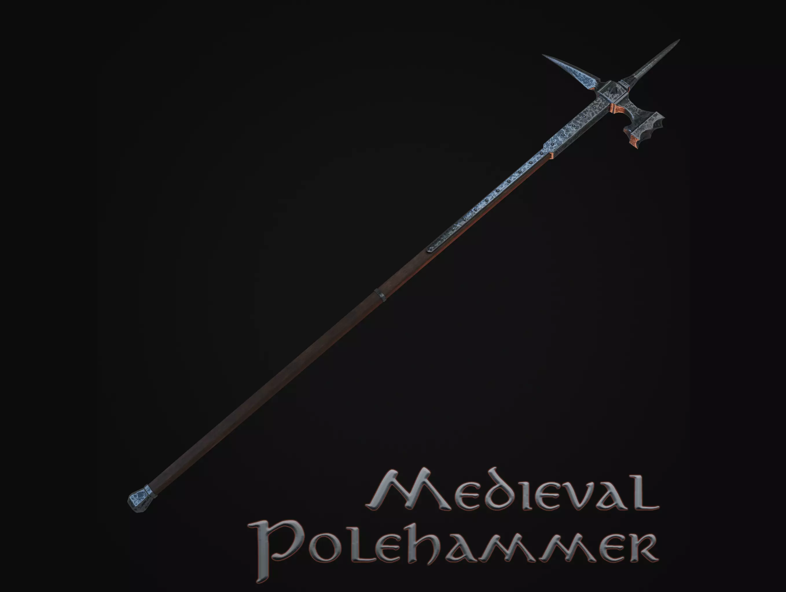 Medieval Polehammer Low-poly 3D model_0