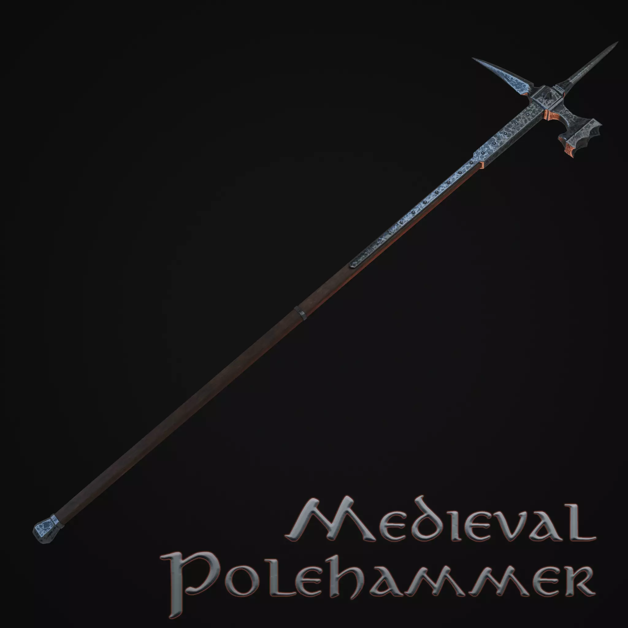 Medieval Polehammer Low-poly 3D model_1