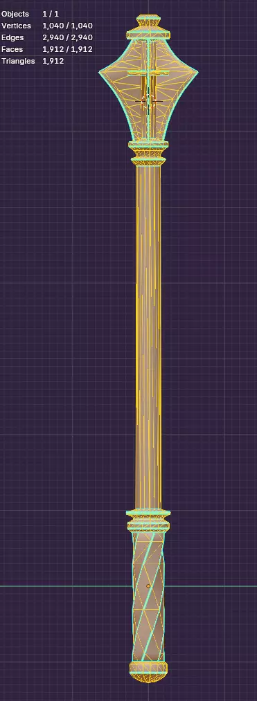 Medieval Mace Low-poly 3D model_5