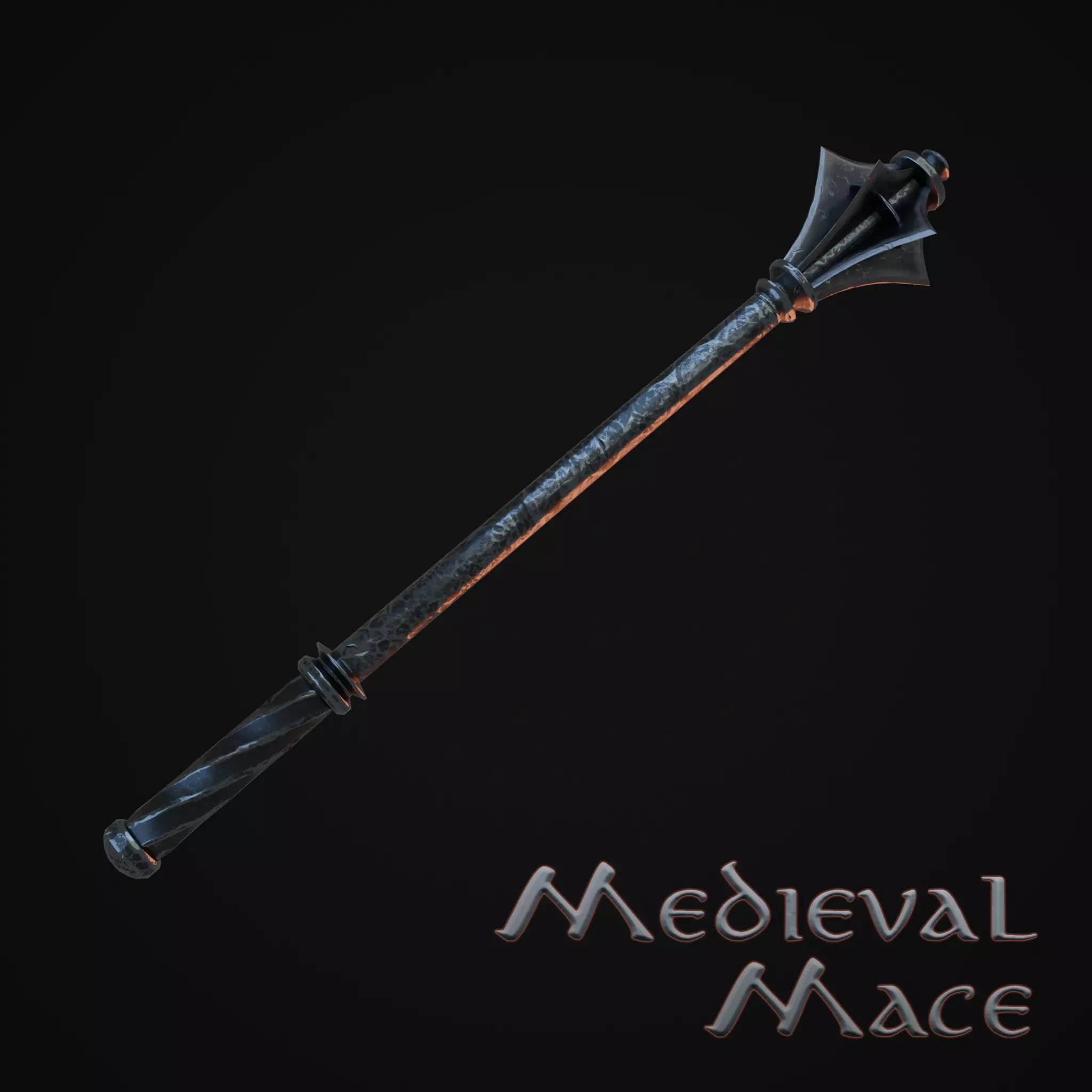 Medieval Mace Low-poly 3D model_1
