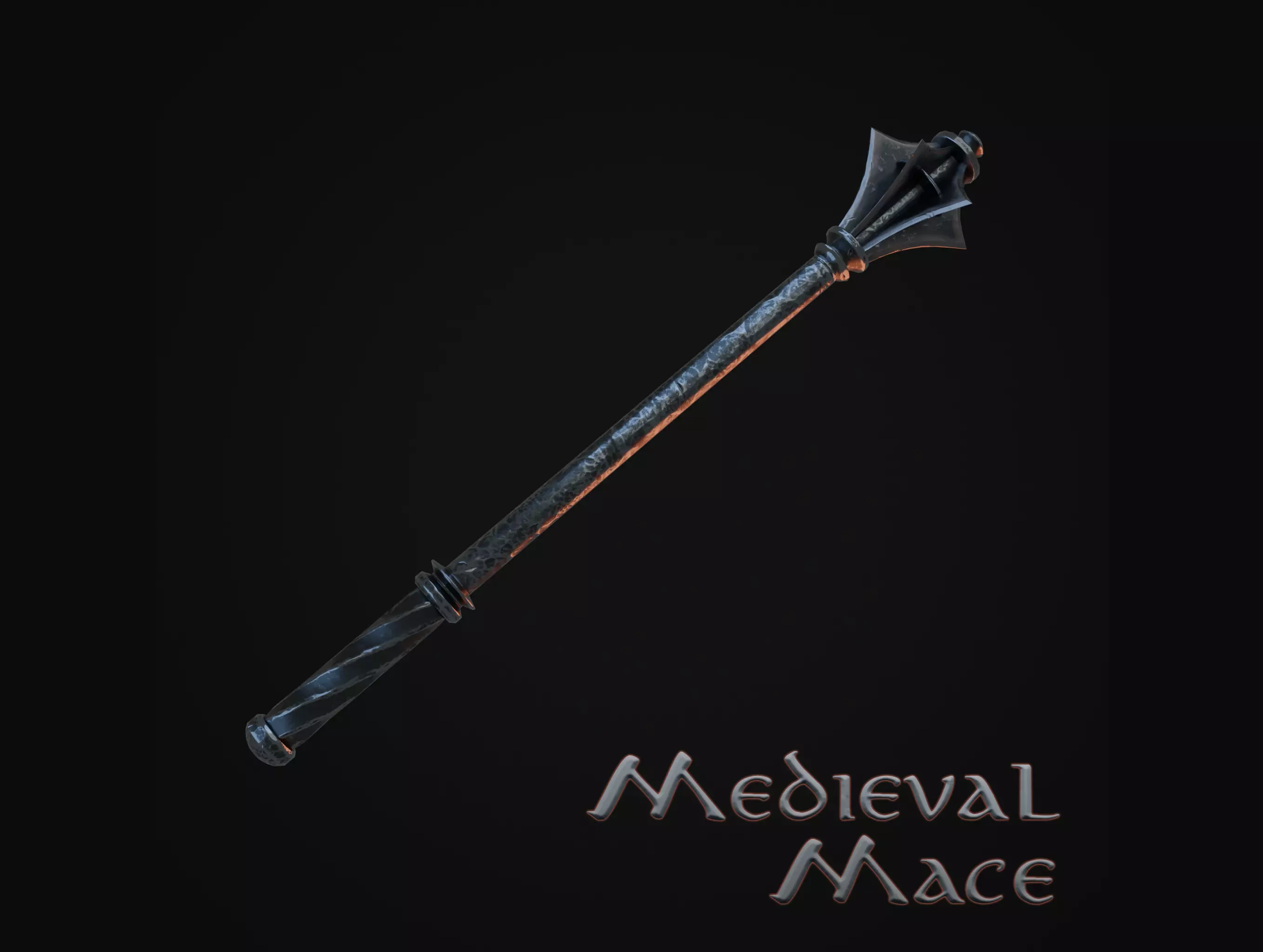 Medieval Mace Low-poly 3D model_0