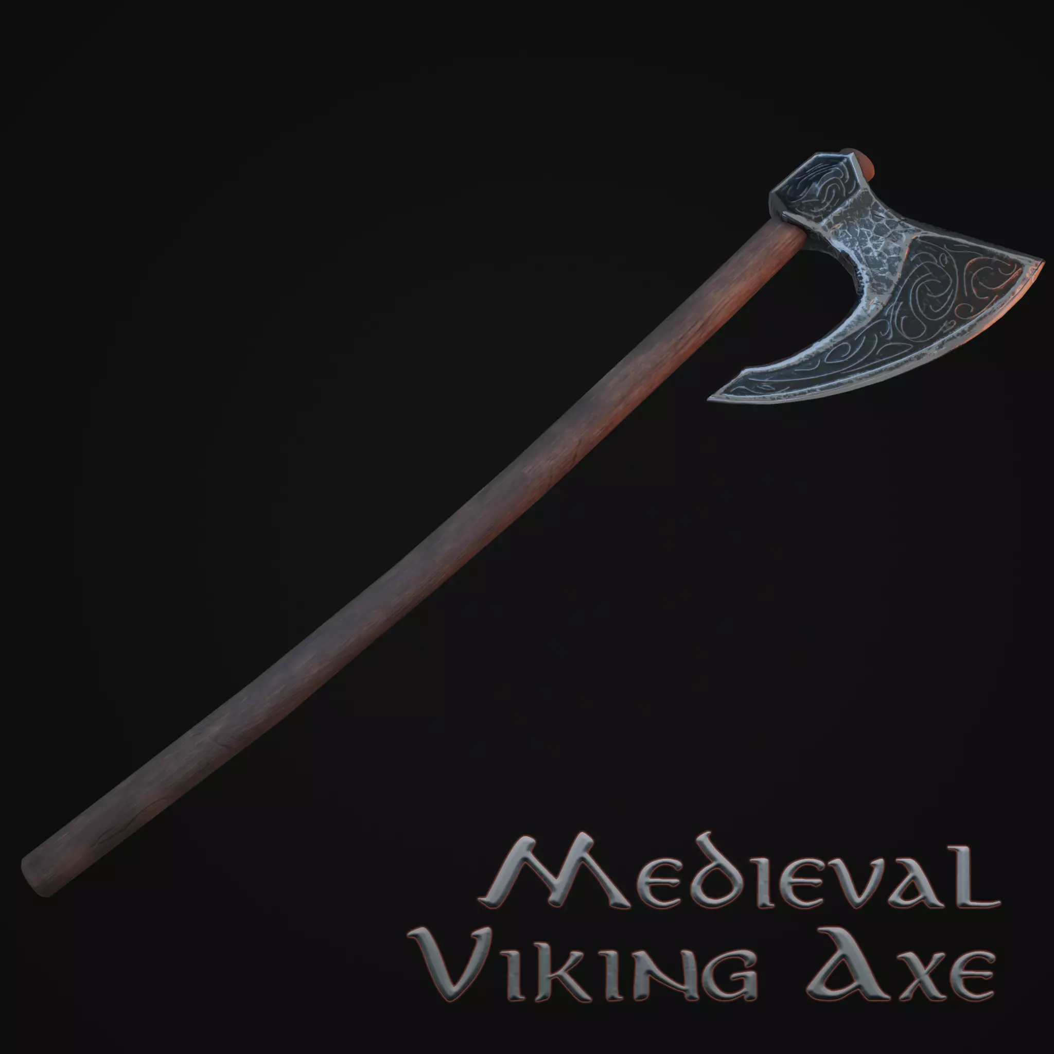 Medieval Viking Axe Low-poly 3D model_1