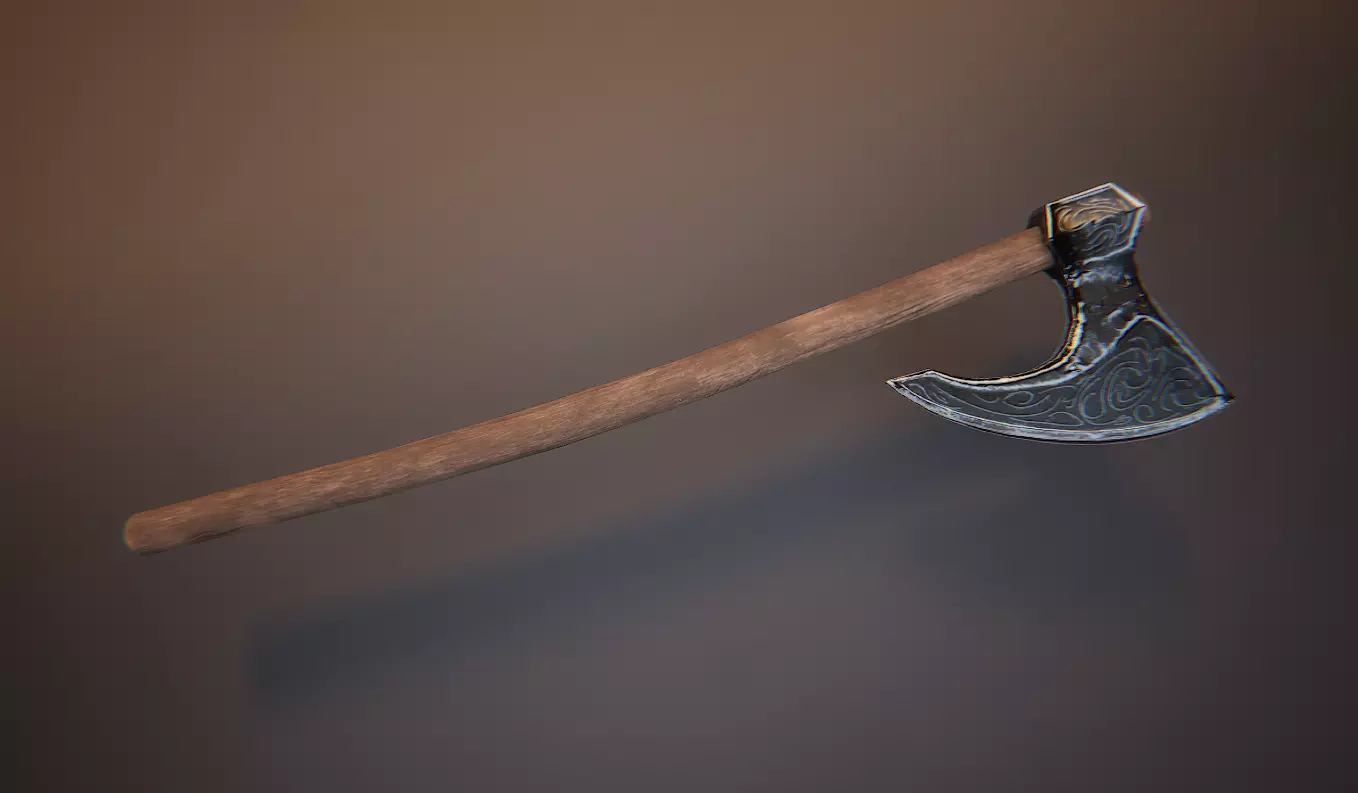 Medieval Viking Axe Low-poly 3D model_2