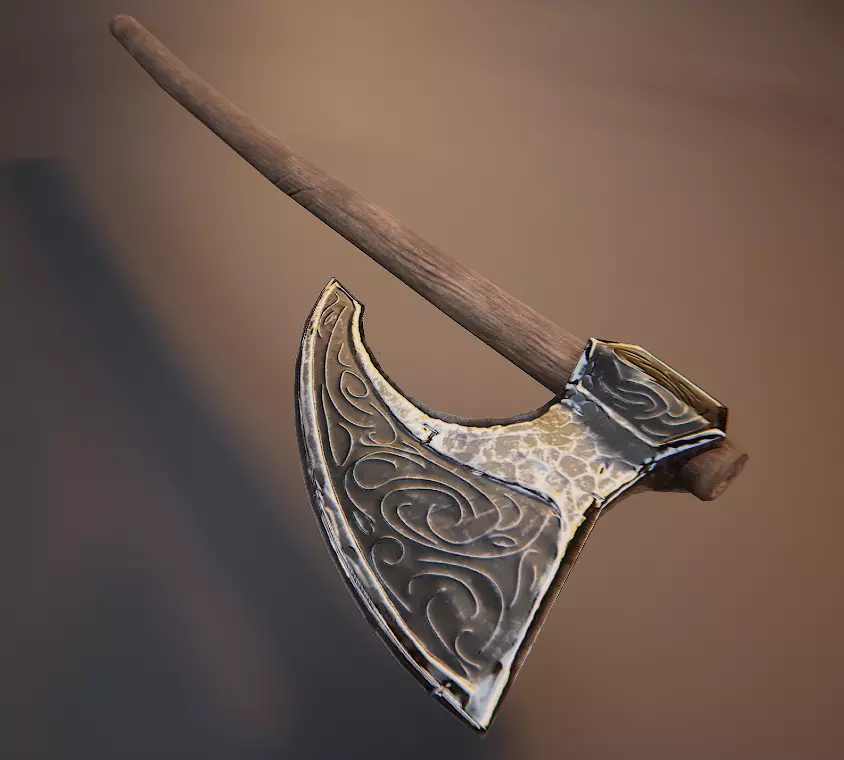 Medieval Viking Axe Low-poly 3D model_4
