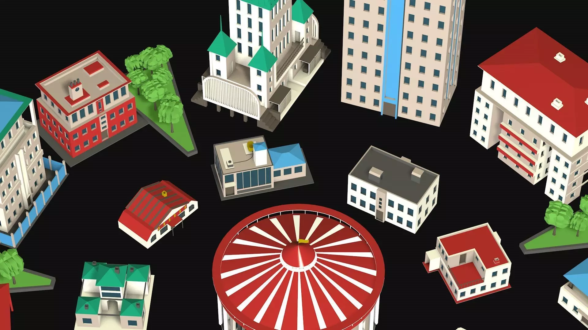 City center street low poly Low-poly 3D model_5