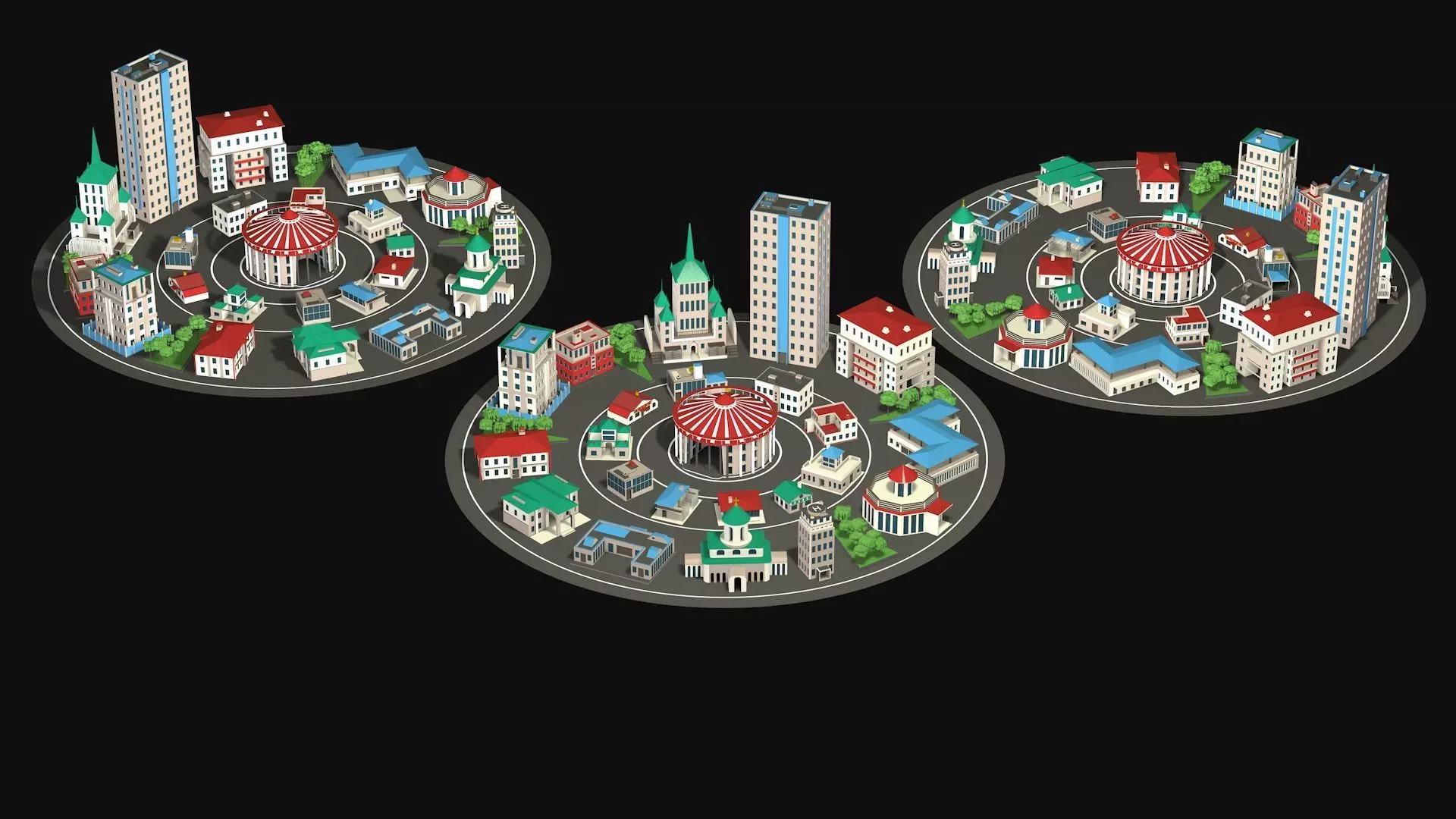 City center street low poly Low-poly 3D model_4