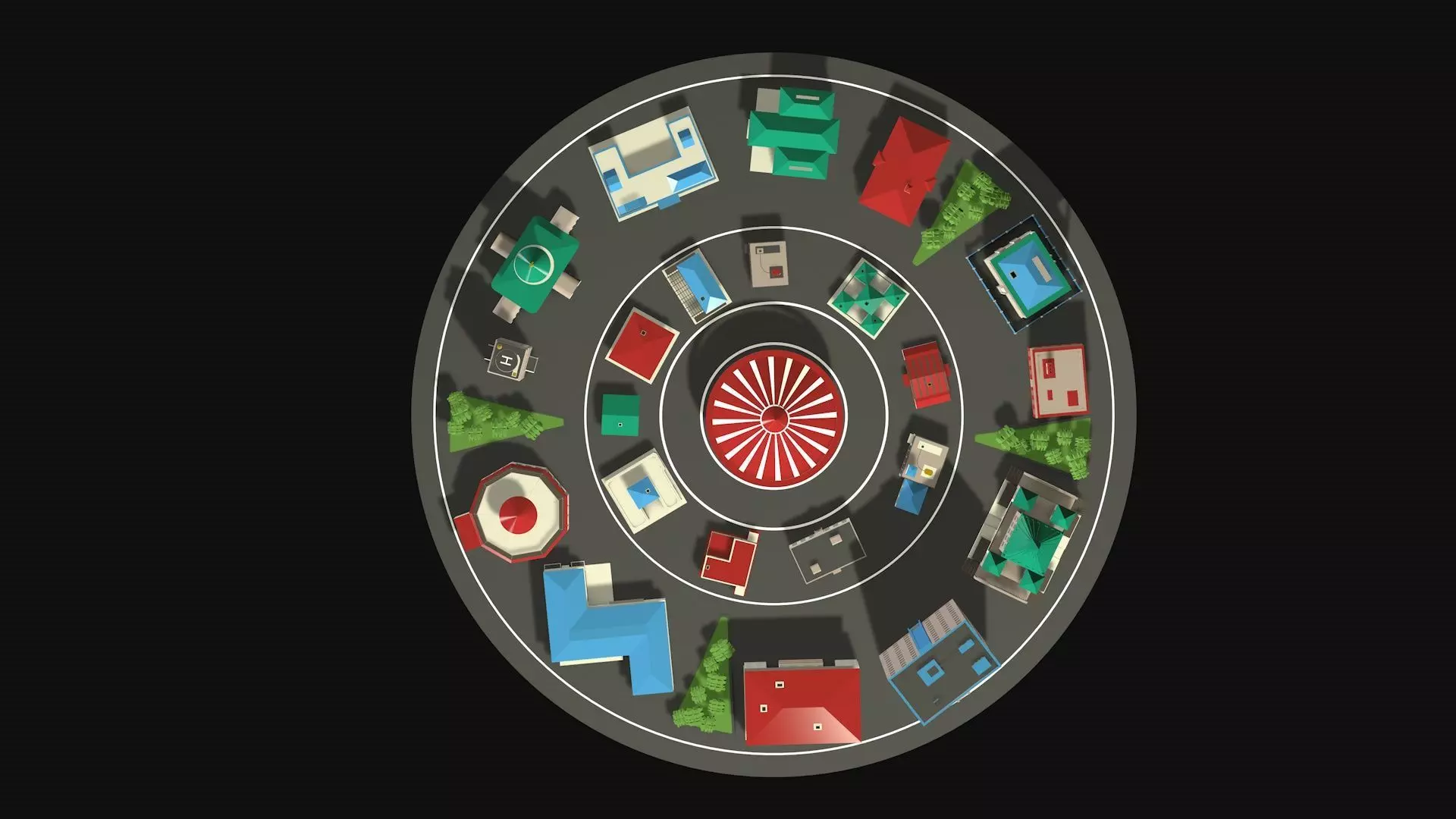 City center street low poly Low-poly 3D model_3