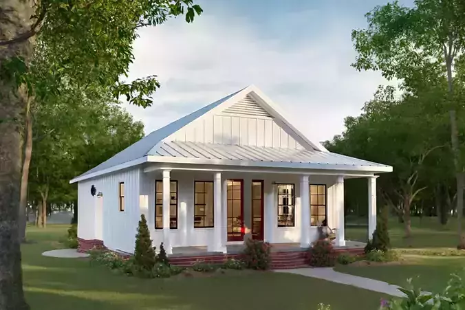 Modern Two Bed Bungalow  Full 3D Model with Interior Exterior