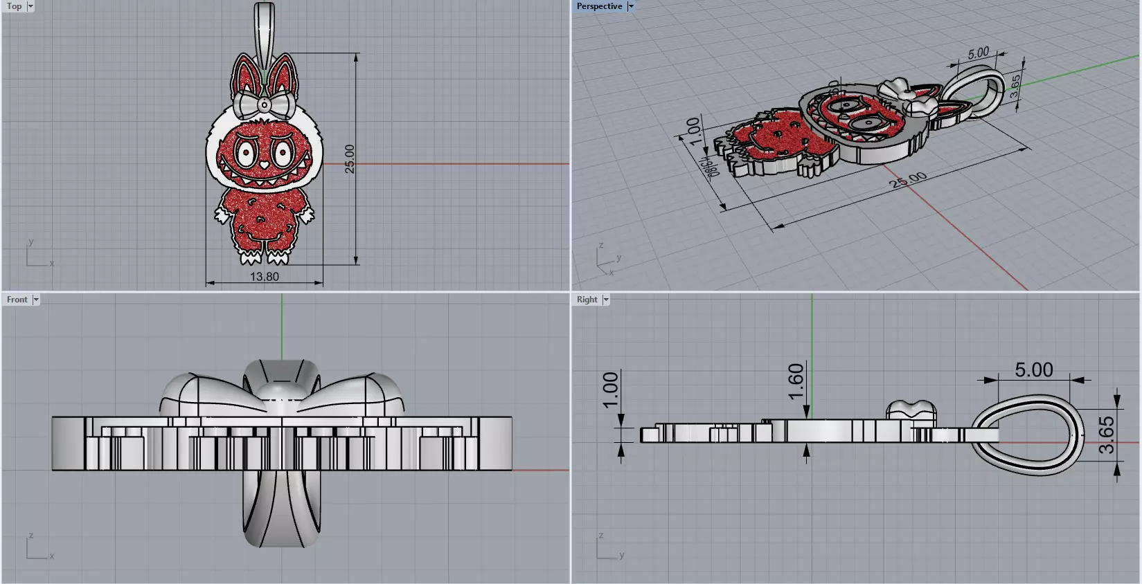 labubu pendant model 1405 3D print model_3