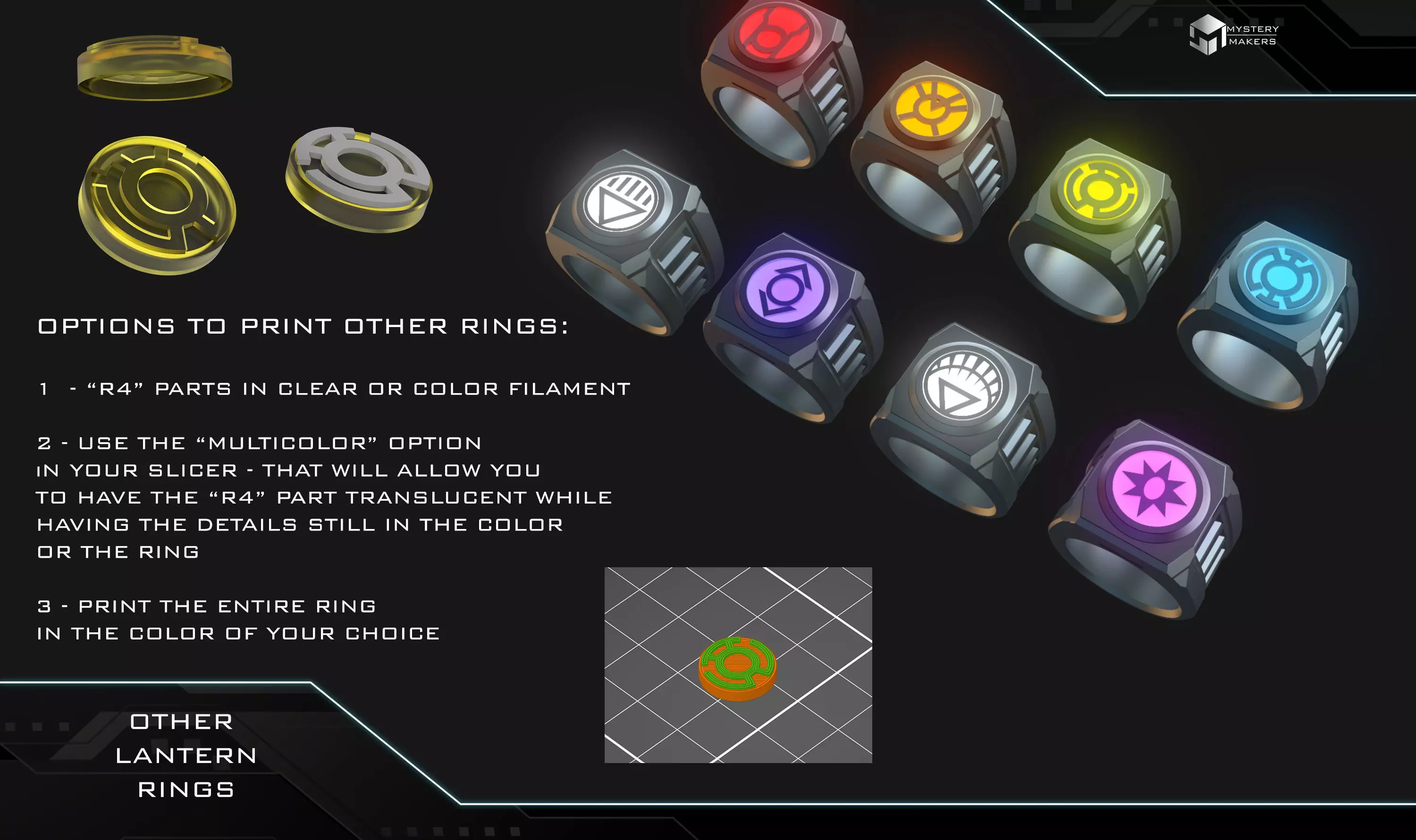 Green Lantern ring with levitating stand 3D print model_2