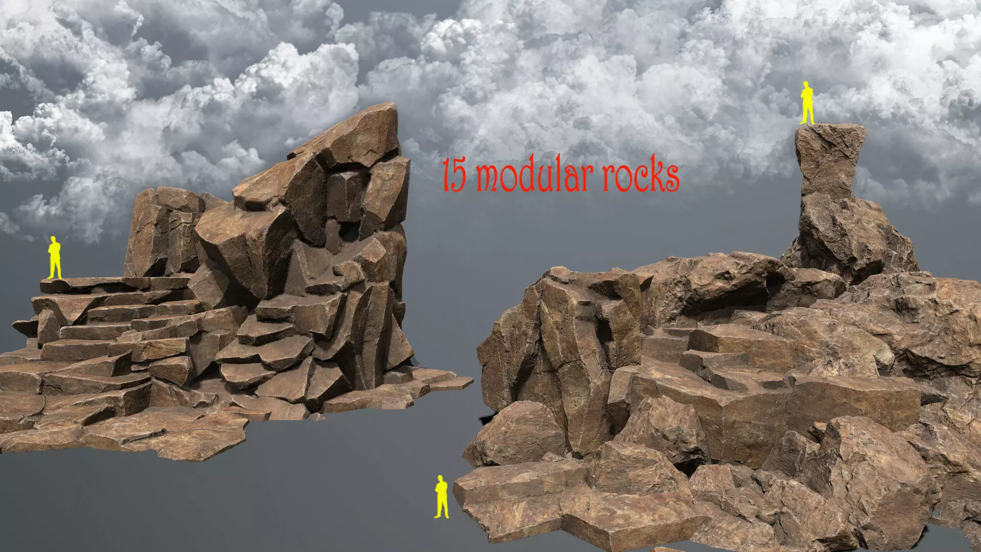 desert rocks Low-poly 3D model_0