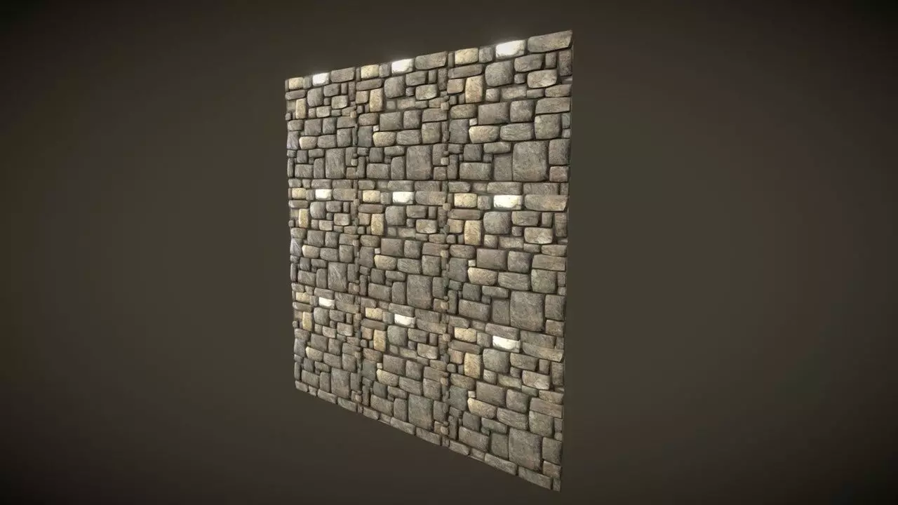 Stone Wall Low-poly 3D model_0