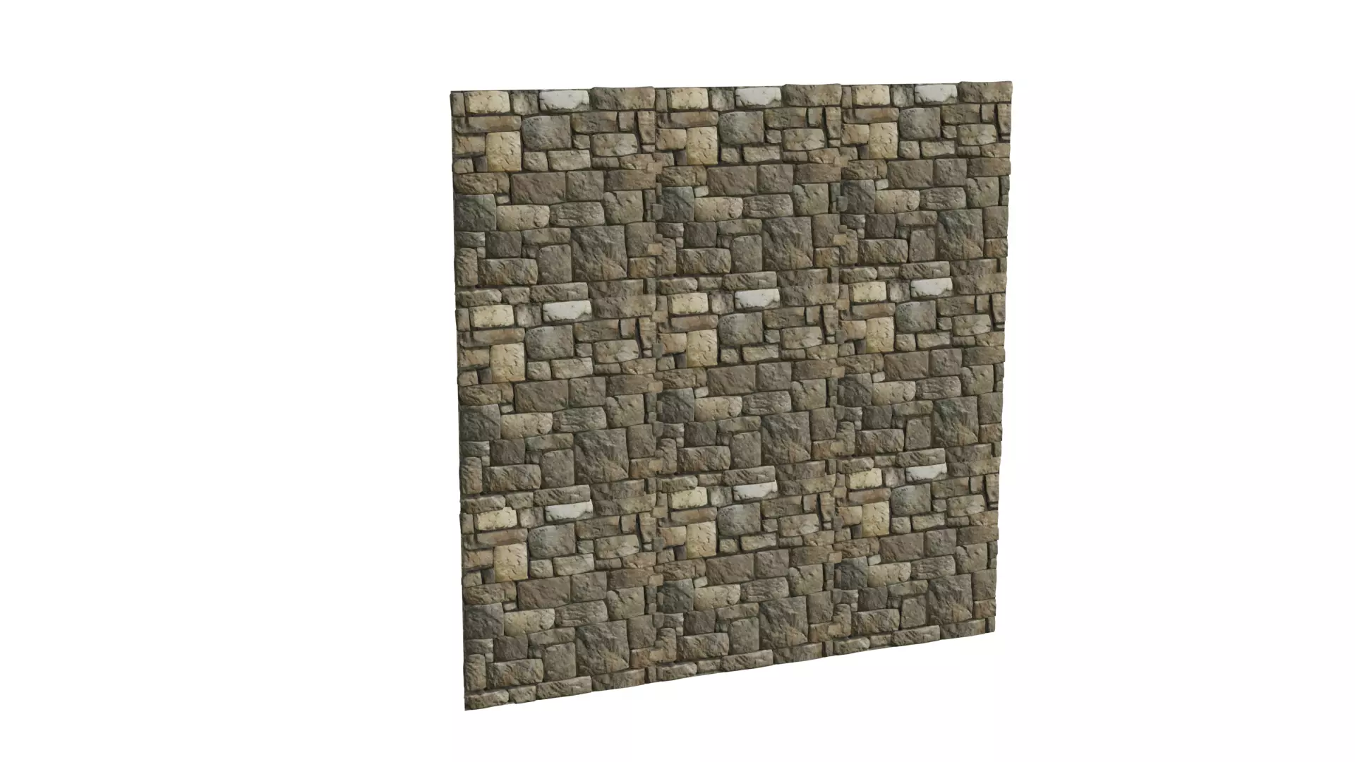 Stone Wall Low-poly 3D model_2