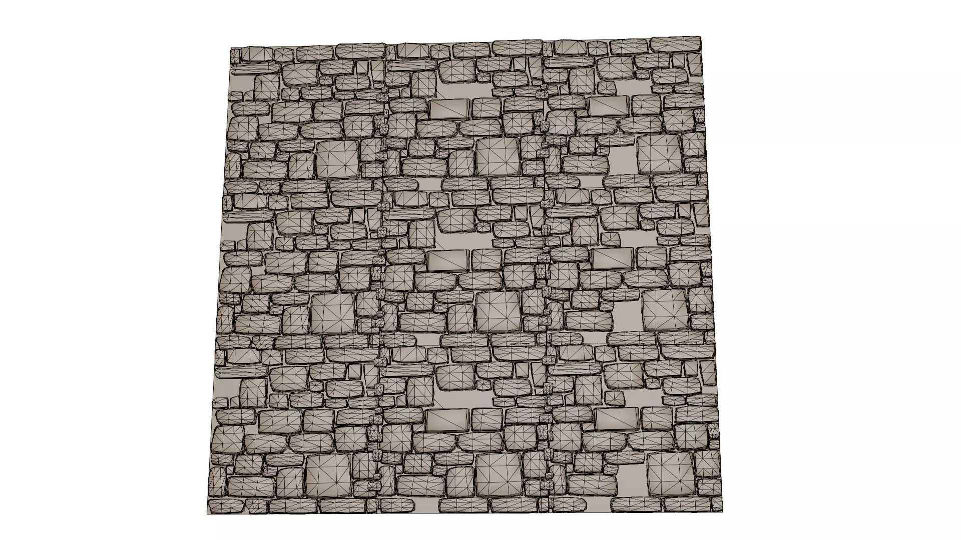Stone Wall Low-poly 3D model_7