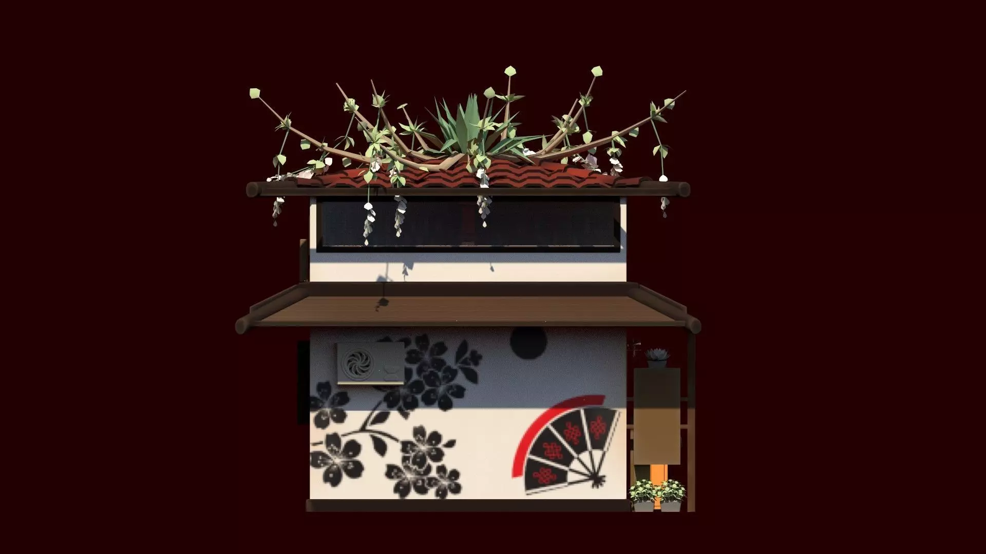 Stylized Japanese bookstore Diorama - Low-poly Low-poly 3D model_14