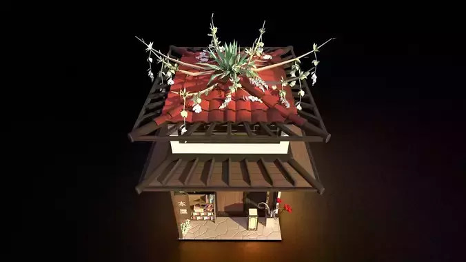 Stylized Japanese bookstore Diorama - Low-poly Low-poly 3D model