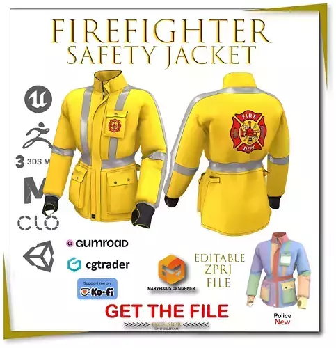 Firefighter Safety Jacket   Editable ZPRJ 3D File
