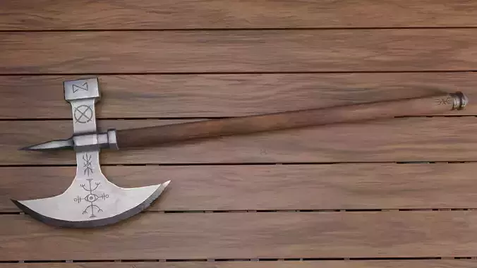 Medieval Axe Old Age Game Ready Low Poly Weapon PBR 4K