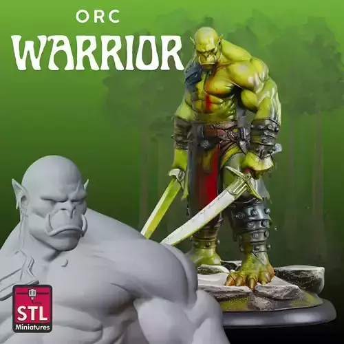 Orc Warrior STL Dual Blade Sculpture
