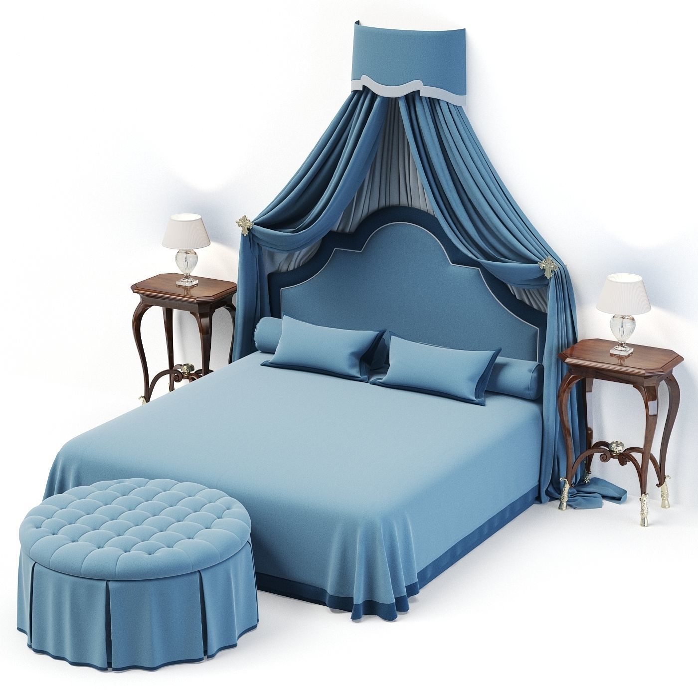 Bed with Canopy 3D model_1