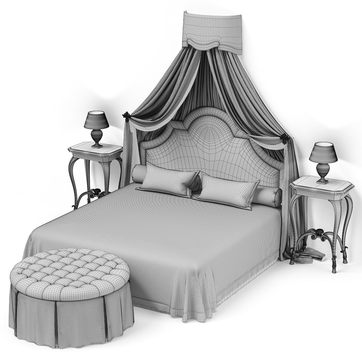 Bed with Canopy 3D model_4