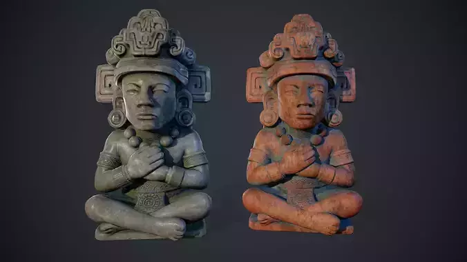 Aztec Statue 02 PBR Low-poly 3D model