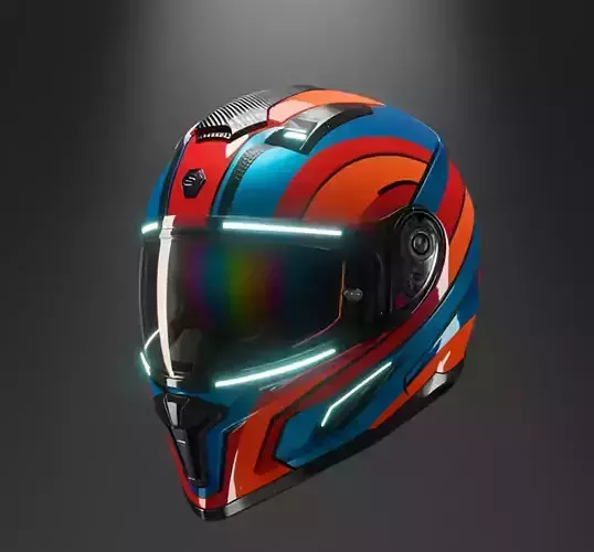 Motorcycle Helmet Low-poly 3D model 2